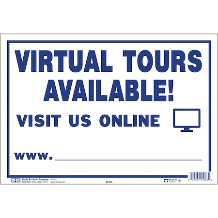 Hy-Ko Virtual Tours Available Sign 9" x 13", 10PK A15086